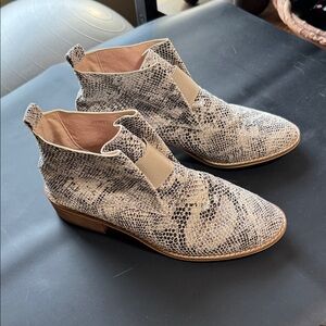 CCOCCI Snakeskin Ankle Booties in Black and Cream